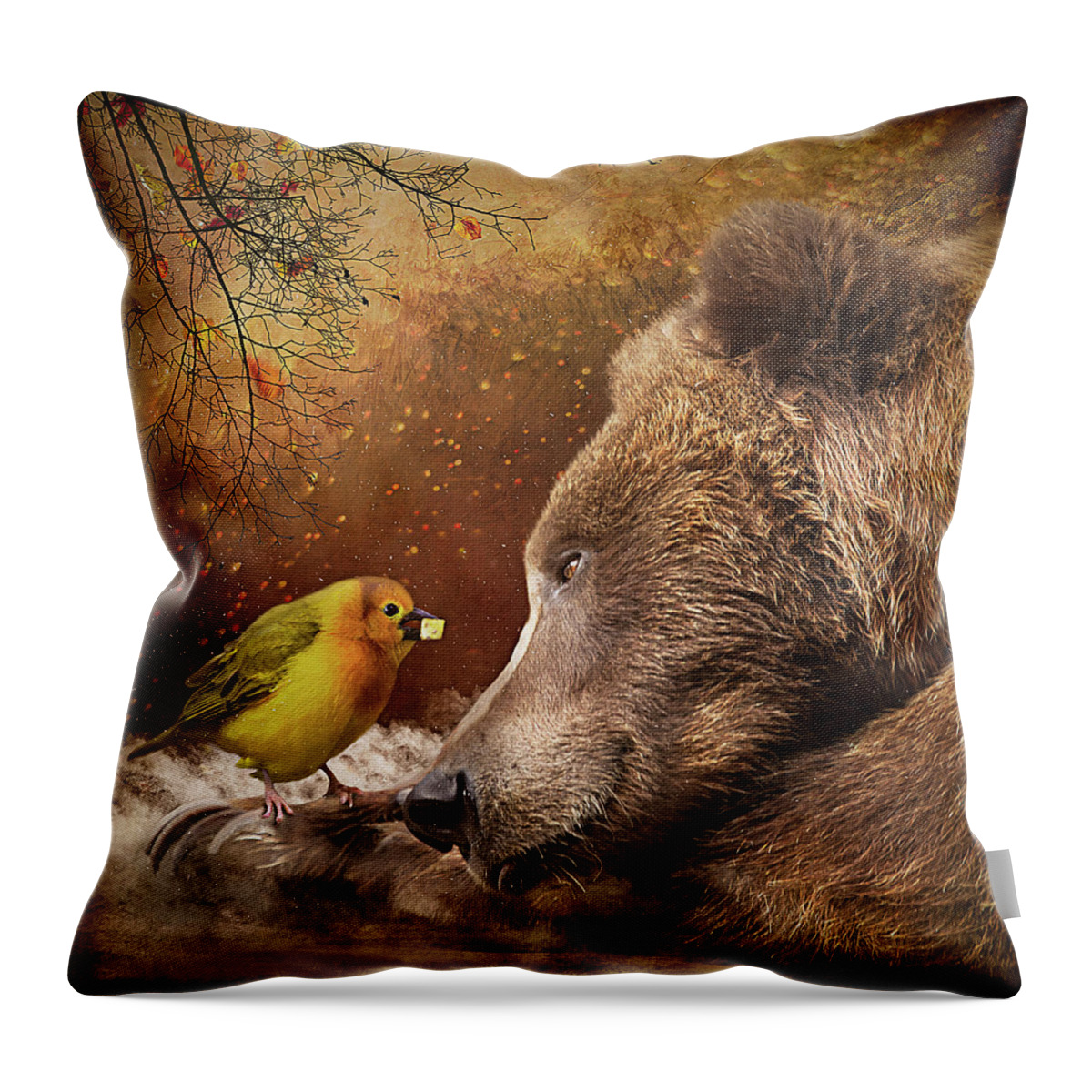 Bear Throw Pillow featuring the digital art The Gift by Maggy Pease