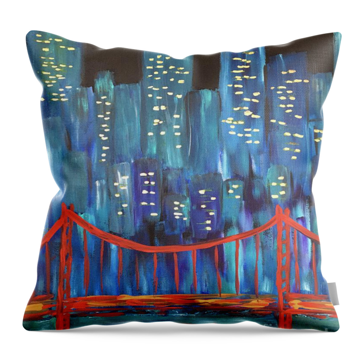 Cities Throw Pillow featuring the painting The Golden Gate by Debora Sanders