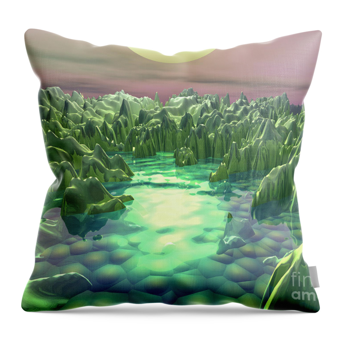 Macro Throw Pillow featuring the digital art The Green Planet by Phil Perkins