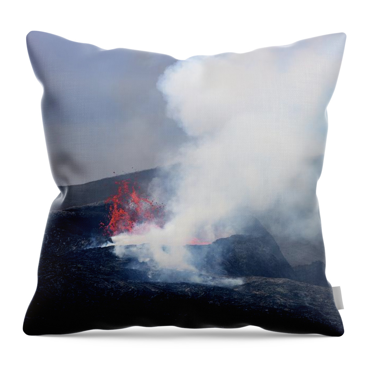 Volcano Throw Pillow featuring the photograph The growing shield by Christopher Mathews