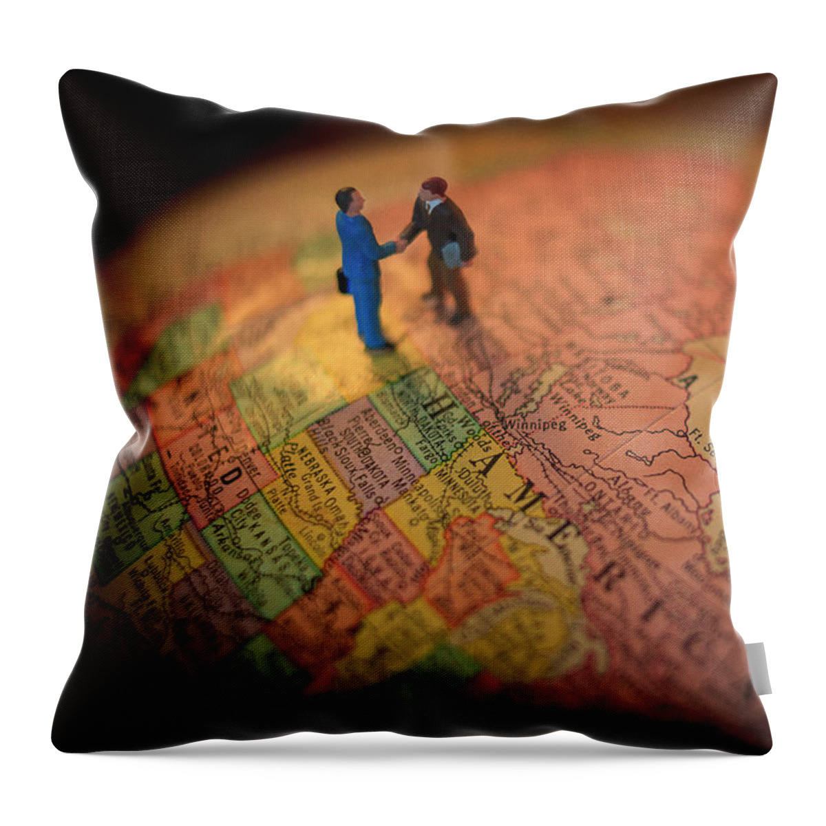 World Throw Pillow featuring the photograph The Handshake by Craig J Satterlee