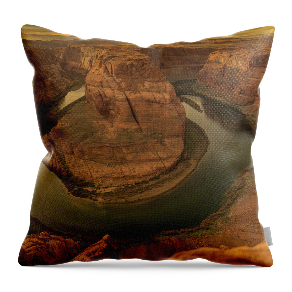 Horseshoe Bend Throw Pillow featuring the photograph The Horseshoe by Jerry Cahill