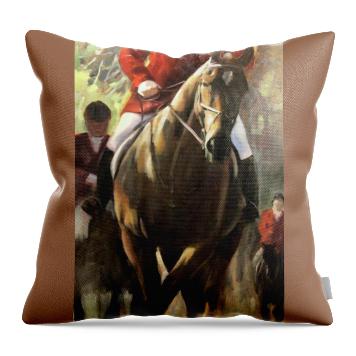 Horse Throw Pillow featuring the painting The hunt master by Susan Bradbury