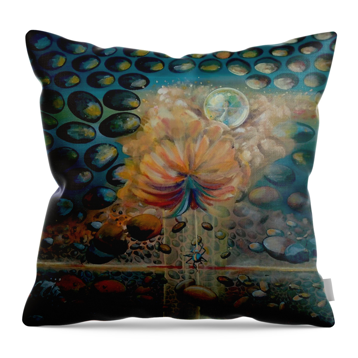Pop-surrealism Throw Pillow featuring the painting The Itsy Bitsy Spider by Mindy Huntress