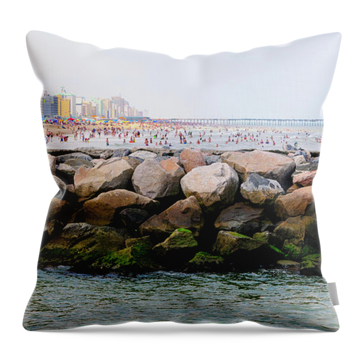 Jetty Throw Pillow featuring the photograph The Jetty at the Beach by John Quinn