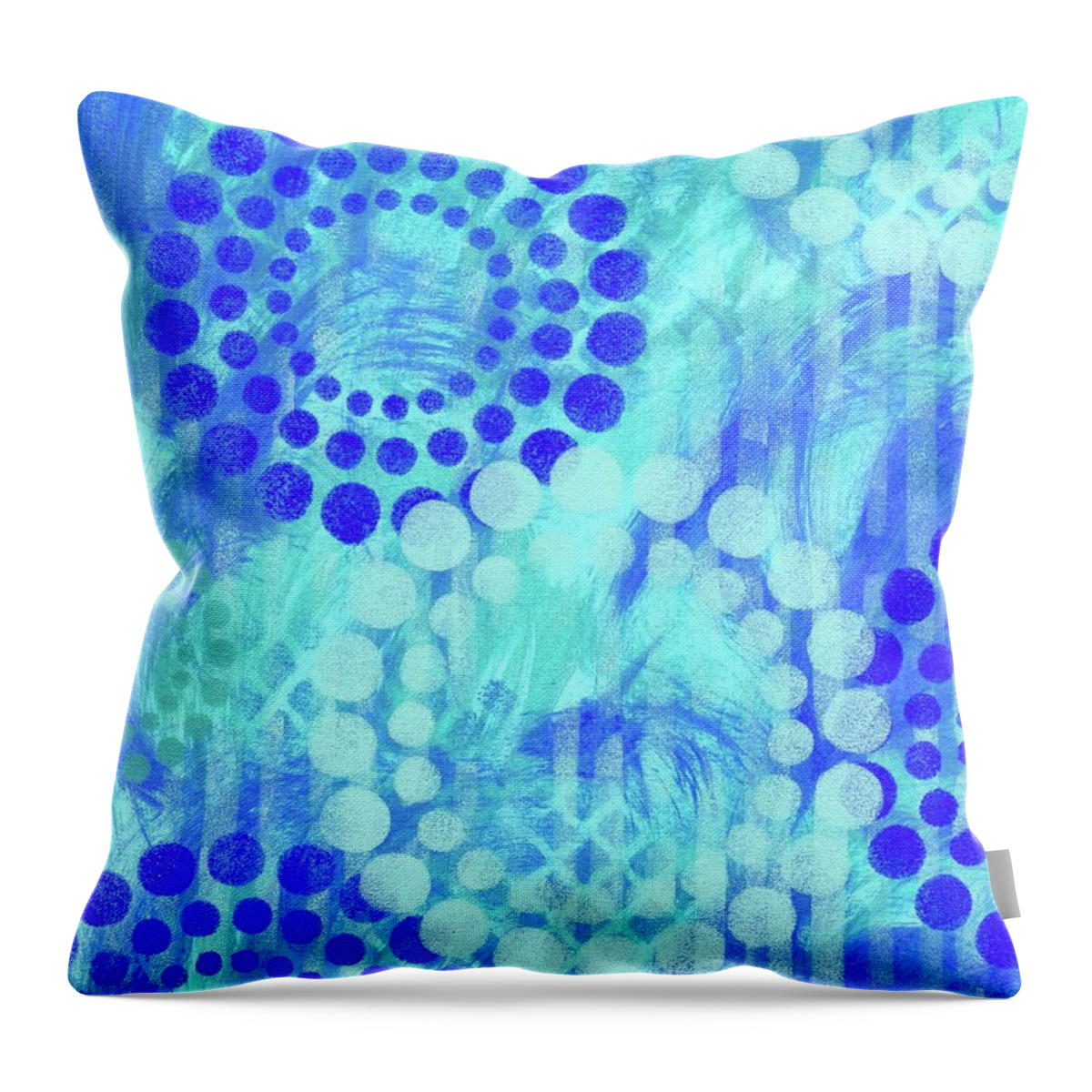 Circles Throw Pillow featuring the painting The Joy of Blues Circles by Donna Mibus