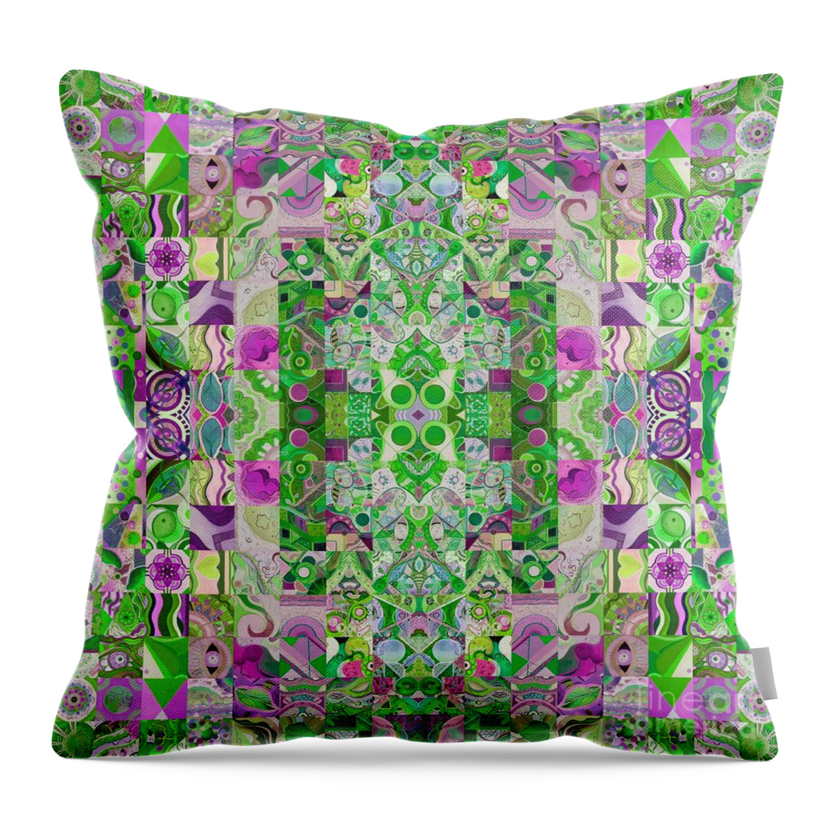 The Joy Of Design 64 Quadrupled 8 Sping Variation By Helena Tiainen Throw Pillow featuring the painting The Joy of Design 64 Quadrupled 8 Spring Variation by Helena Tiainen