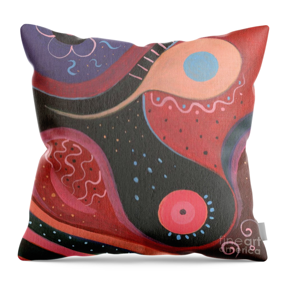 The Joy Of Design Lxviii Part 2 By Helena Tiainen Throw Pillow featuring the painting The Joy of Design LXVIII Part 2 by Helena Tiainen