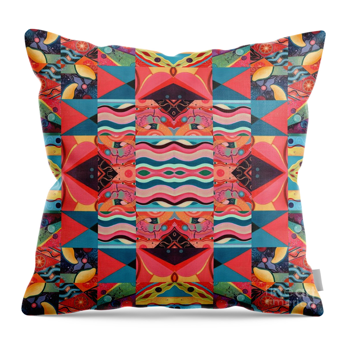 The Joy Of Design Mandala Series Puzzle 8 Arrangement 6 By Helena Tiainen Throw Pillow featuring the painting The Joy of Design Mandala Series Puzzle 8 Arrangement 6 by Helena Tiainen