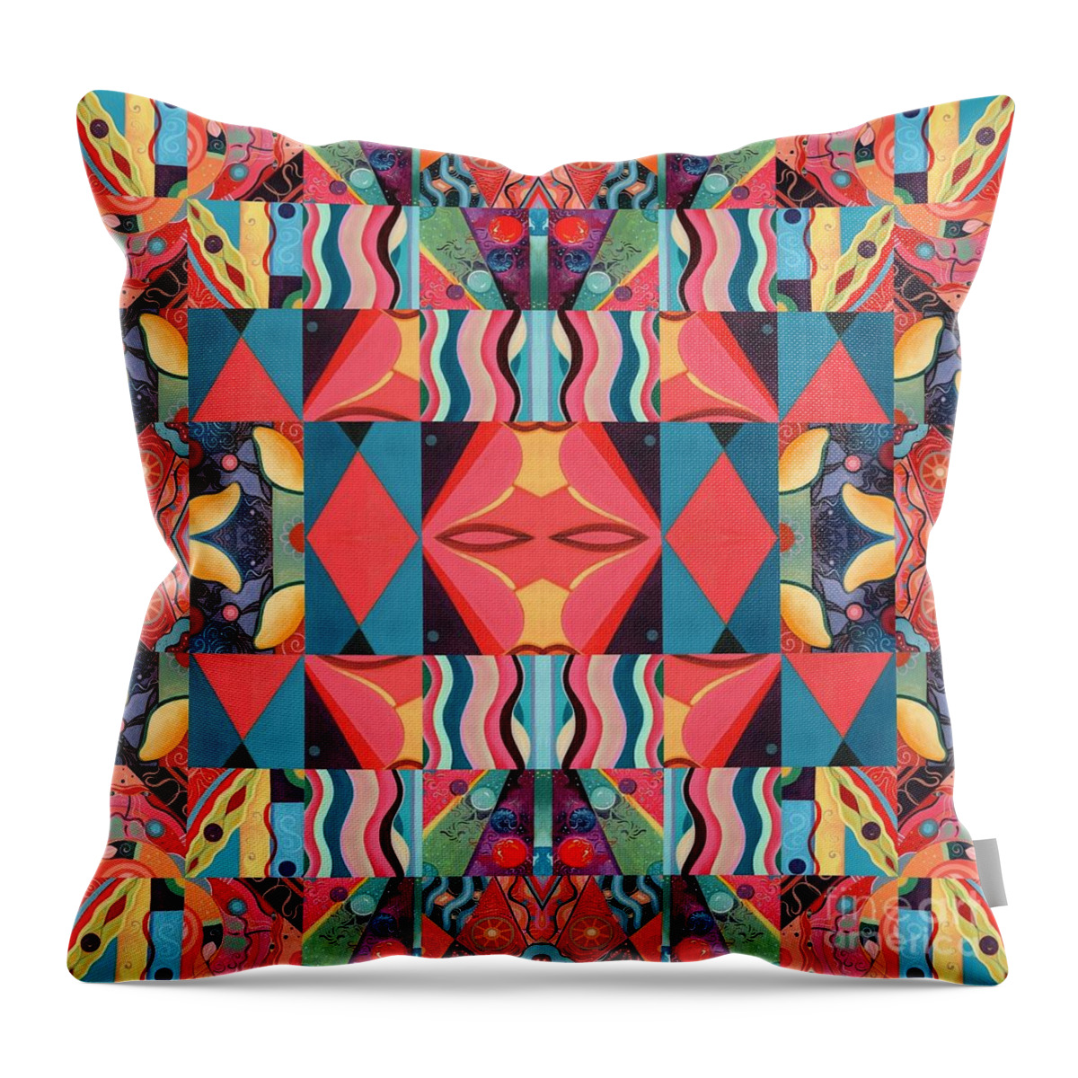 The Joy Of Design Mandala Series Puzzle 8 Arrangement 8 By Helena Tiainen Throw Pillow featuring the painting The Joy of Design Mandala Series Puzzle 8 Arrangement 9 by Helena Tiainen