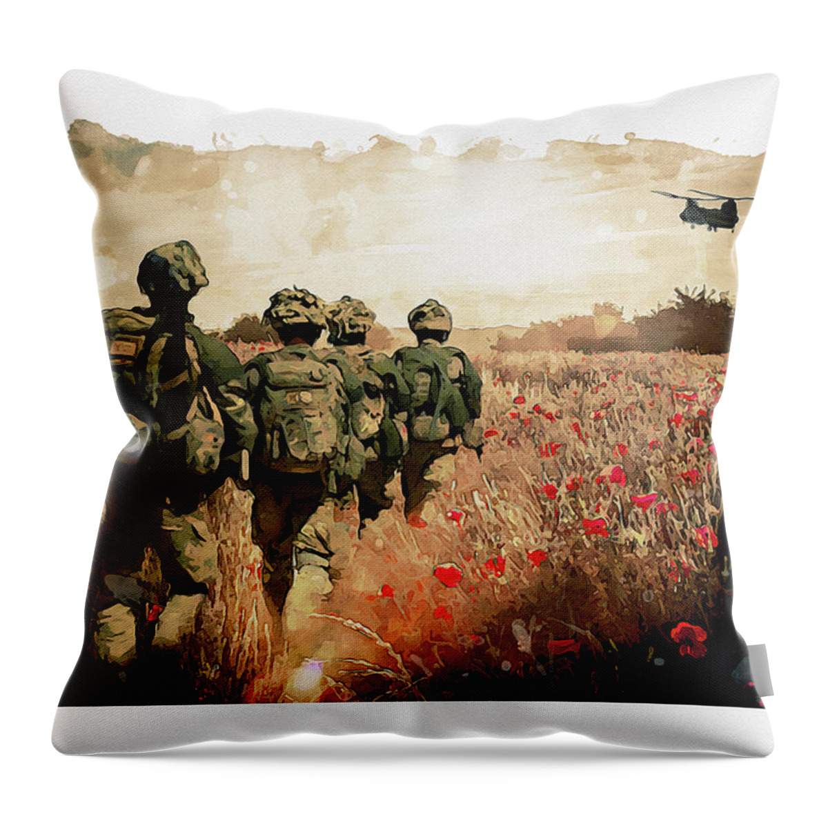 Soldiers And Poppies Throw Pillow featuring the digital art The Last Ride by Airpower Art