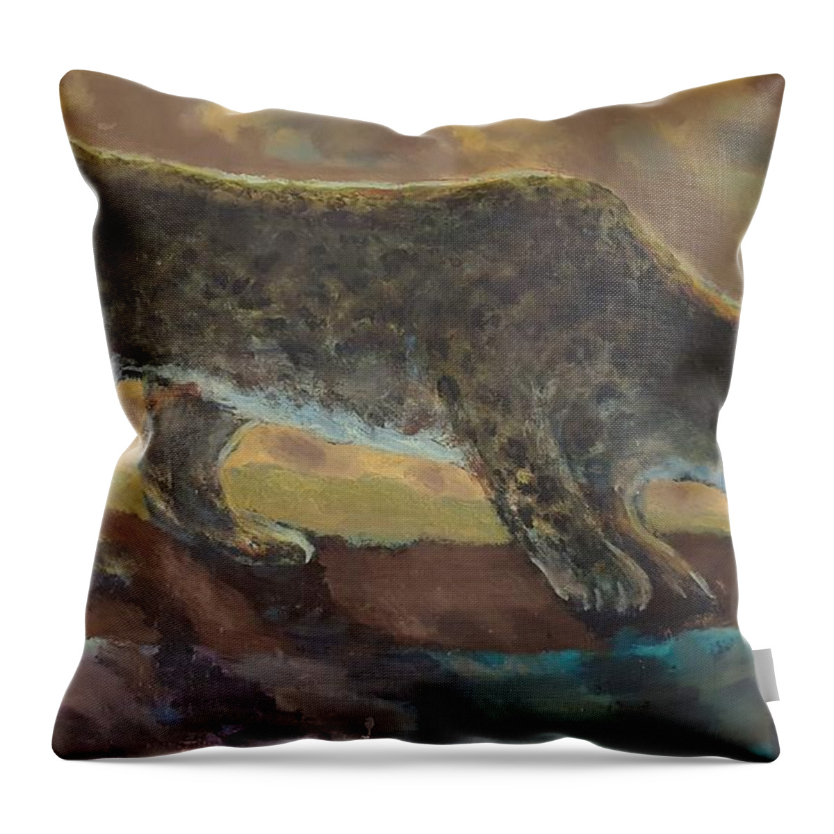 Leopard Throw Pillow featuring the painting The Leopard by Enrico Garff