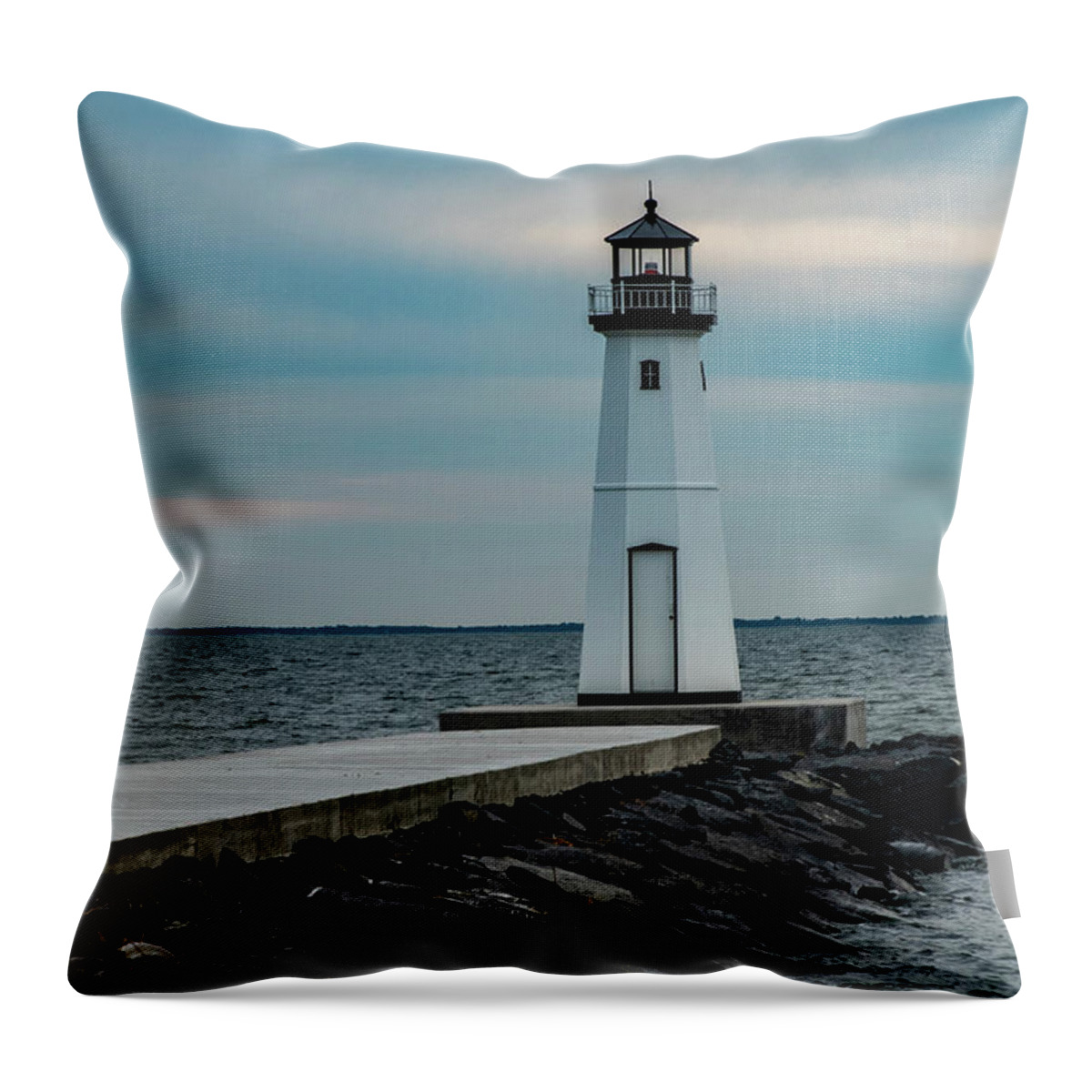 Jetty Throw Pillow featuring the photograph The Little Lighthouse by Cathy Kovarik