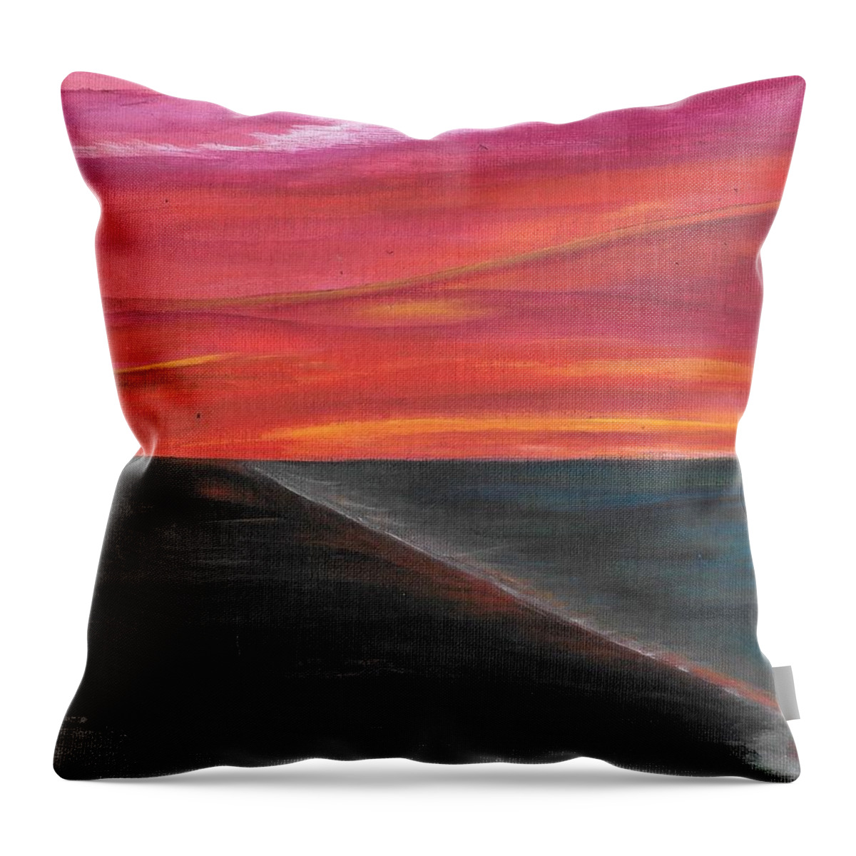 Sky. Sunset Throw Pillow featuring the painting The Meeting by Esoteric Gardens KN