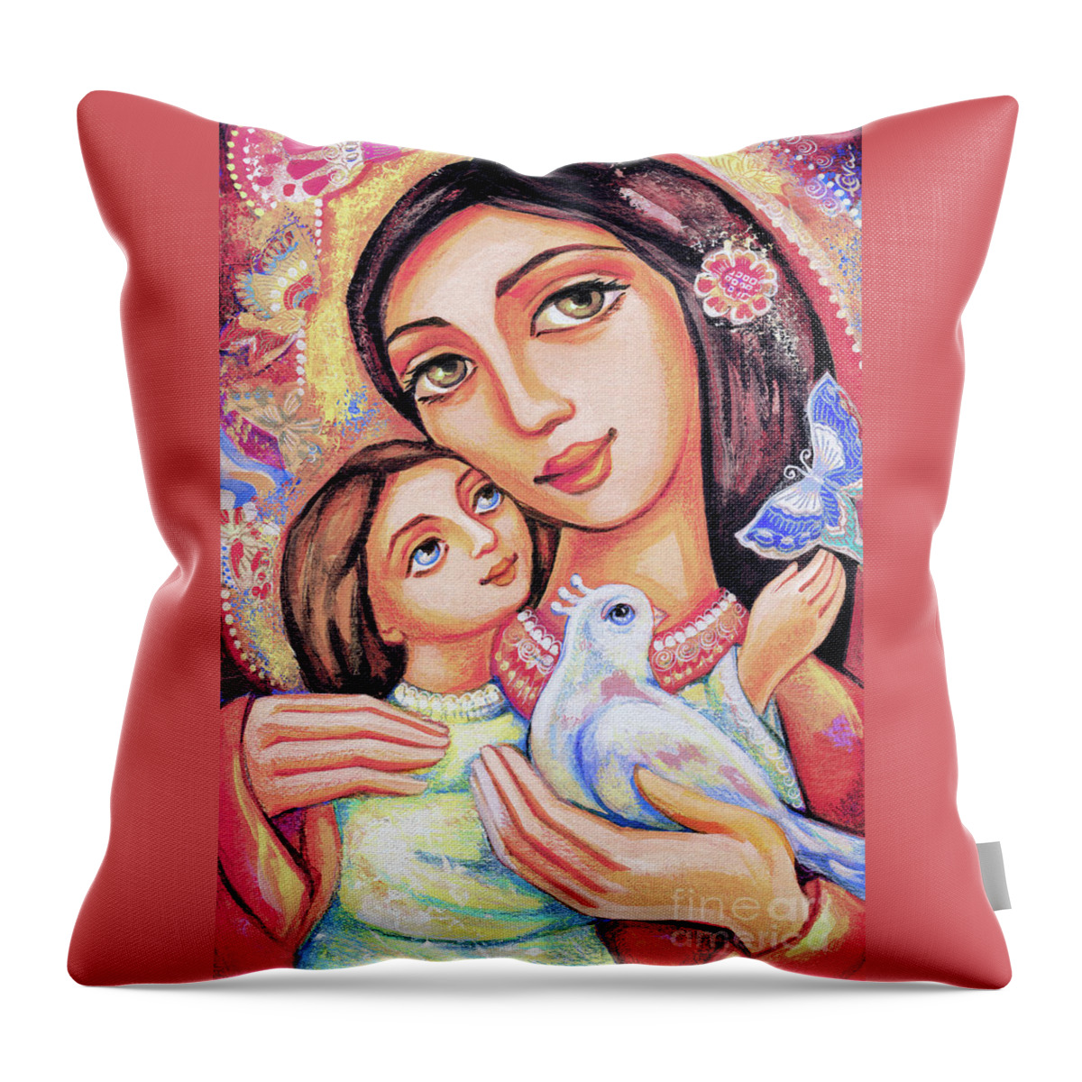 Mother And Child Throw Pillow featuring the painting The Miracle of Love by Eva Campbell