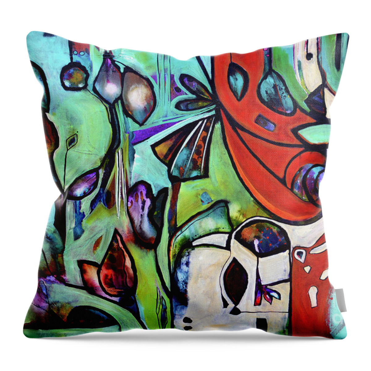 Nature Throw Pillow featuring the painting The Nature of Things 5 by Robin Valenzuela