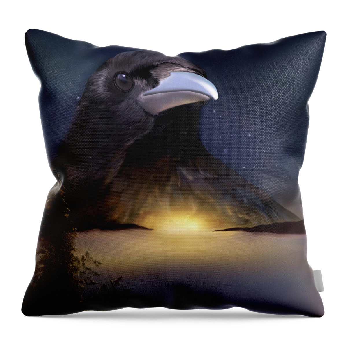 Crow Throw Pillow featuring the digital art The Night Watch by Sand And Chi