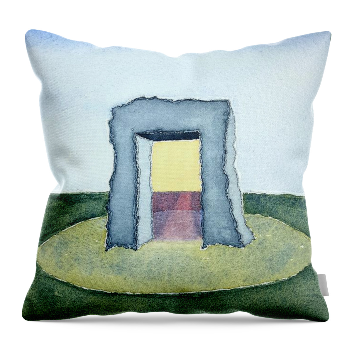 Watercolor Throw Pillow featuring the painting The Portal by John Klobucher