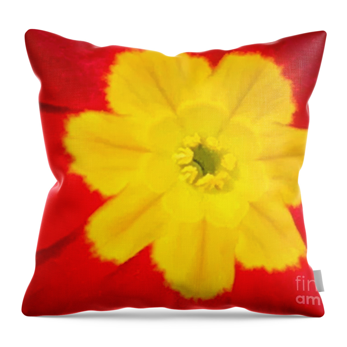 Primula Throw Pillow featuring the photograph The Protective Primula by Tiesa Wesen