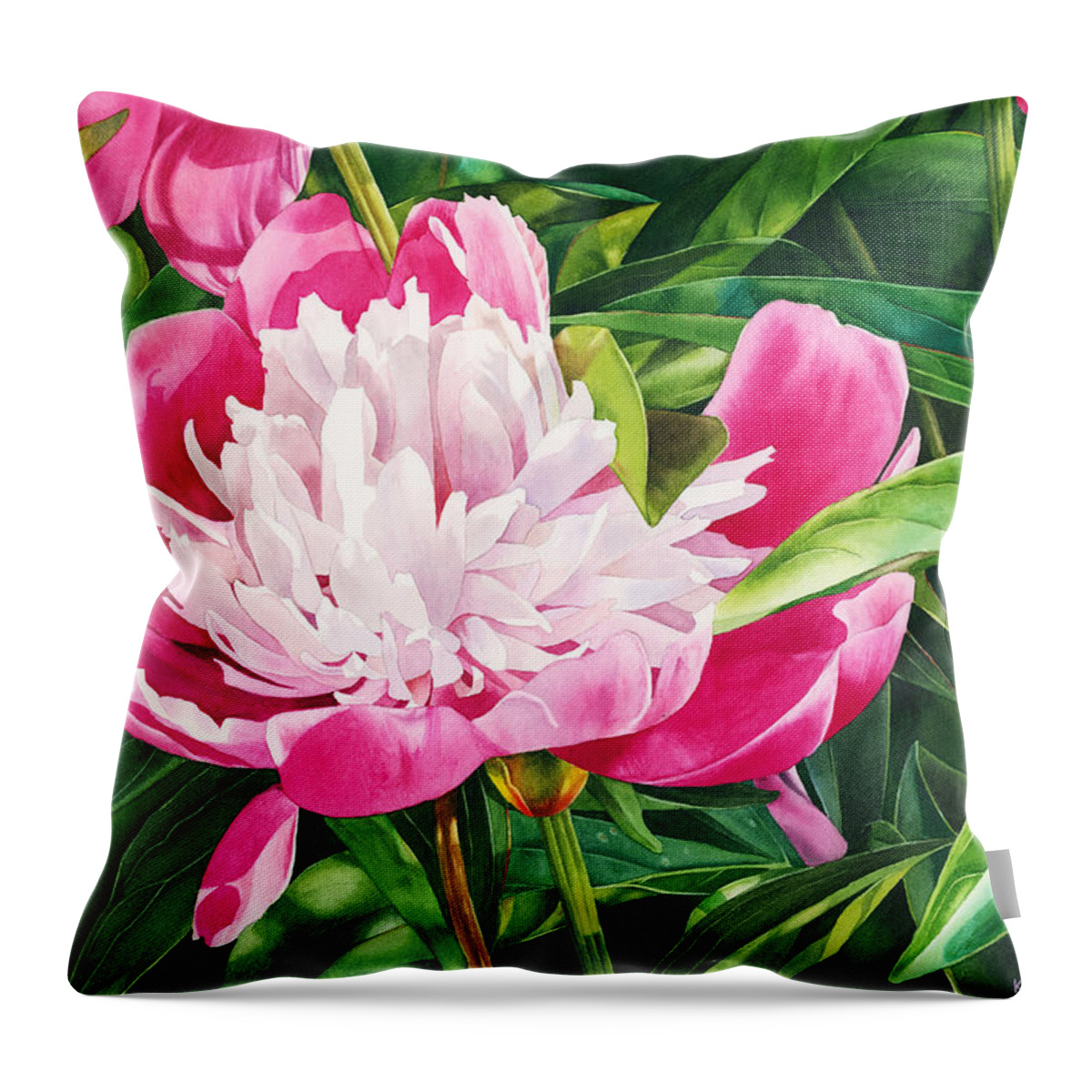 Peony Throw Pillow featuring the painting The Queen of the Garden by Espero Art