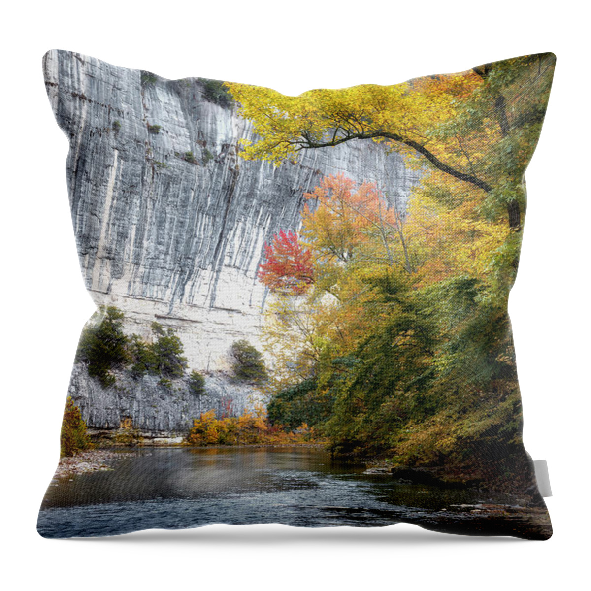 Buffalo River Throw Pillow featuring the photograph The River Under The Cliff by James Barber