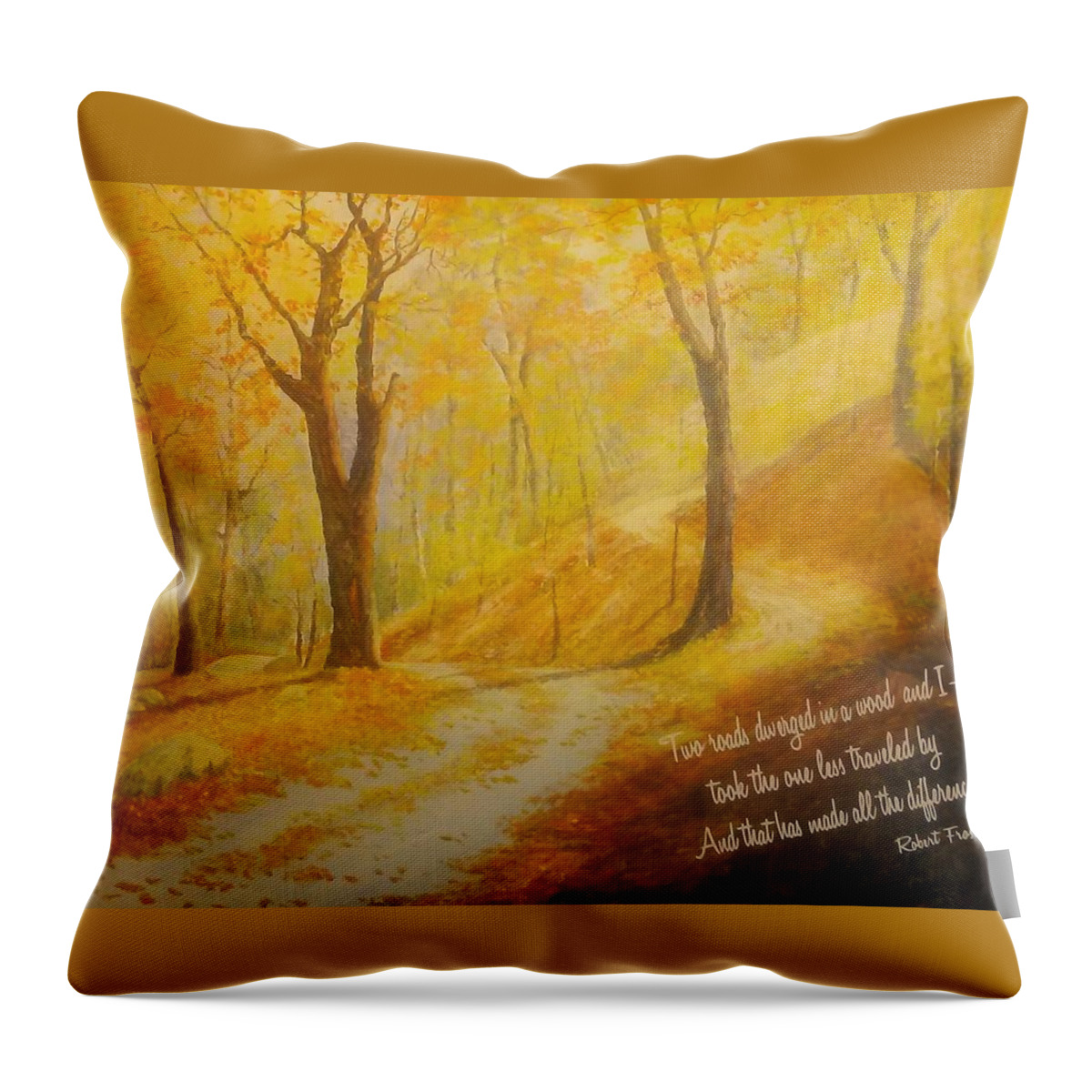 New England Throw Pillow featuring the painting The Road Less Taken by ML McCormick