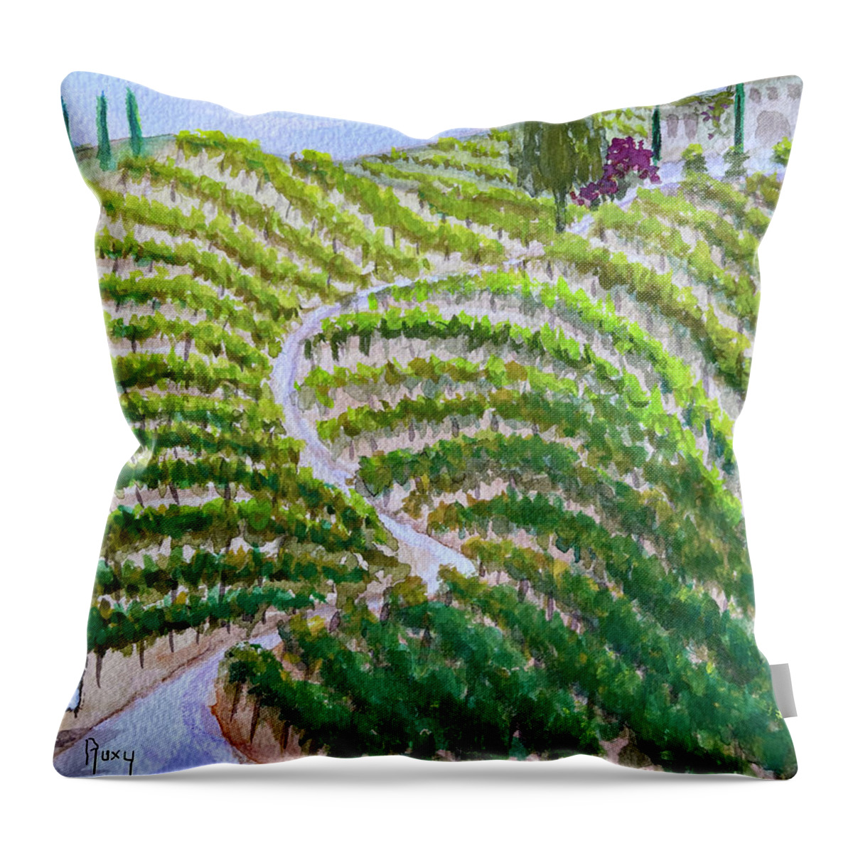 Watercolor Throw Pillow featuring the painting The Road to GBV by Roxy Rich