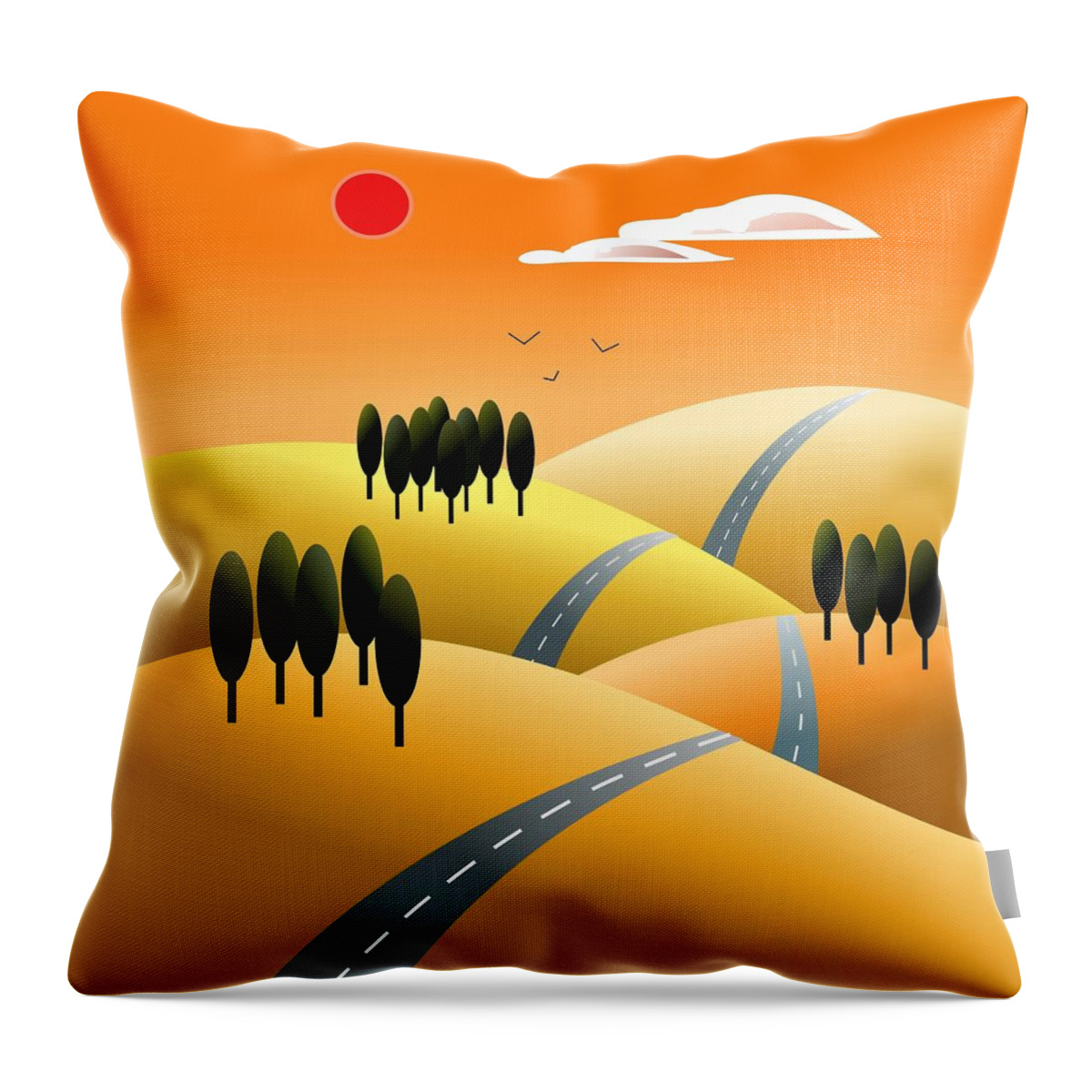 Landscape Throw Pillow featuring the digital art The road to nowhere by Fatline Graphic Art