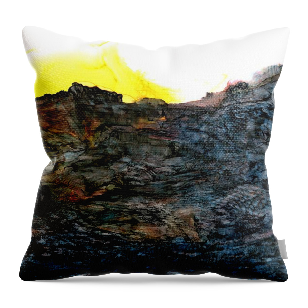 Sunrise Throw Pillow featuring the painting The ruins at Rattlesnake Ridge by Angela Marinari