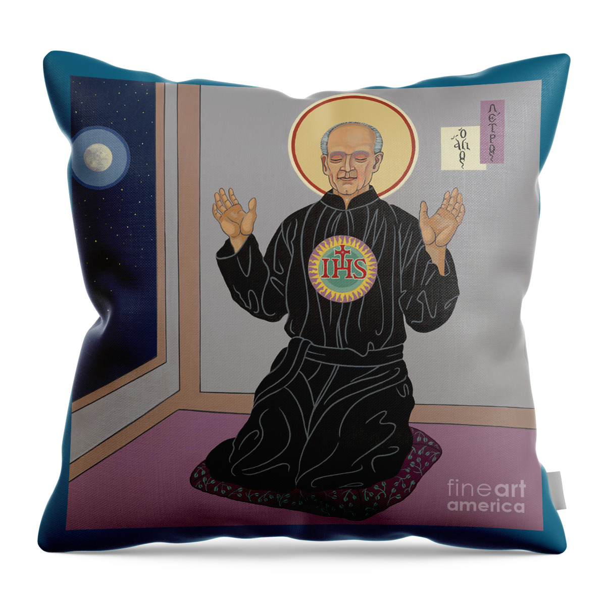 The Servant Of God Father Pedro Arrupe Throw Pillow featuring the painting The Servant of God Father Pedro Arrupe, SJ 319 by William Hart McNichols
