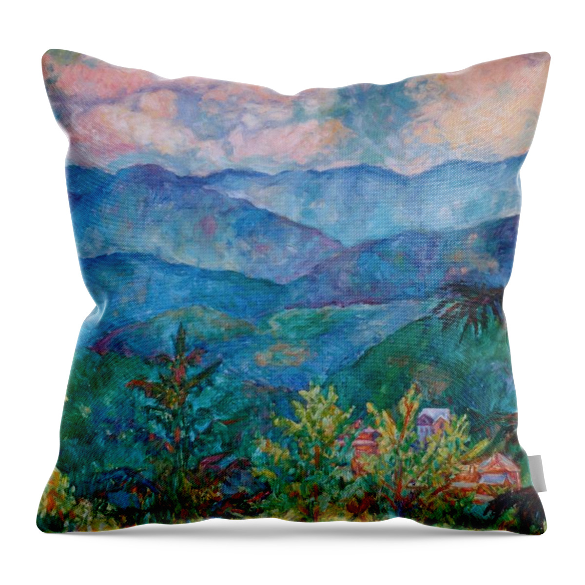 Smoky Mountains Throw Pillow featuring the painting The Smoky Mountains by Kendall Kessler