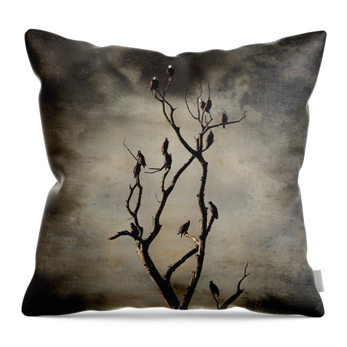 Alaskan Eagle Throw Pillow featuring the digital art The Spirit Tree by Manpreet Sokhi