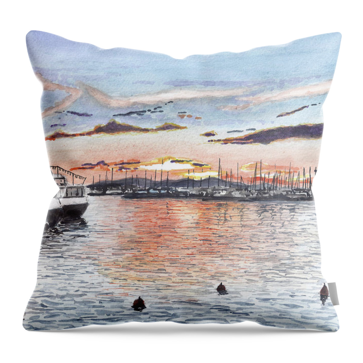  Throw Pillow featuring the painting The Sunset in Zadar II, Croatia by Francisco Gutierrez