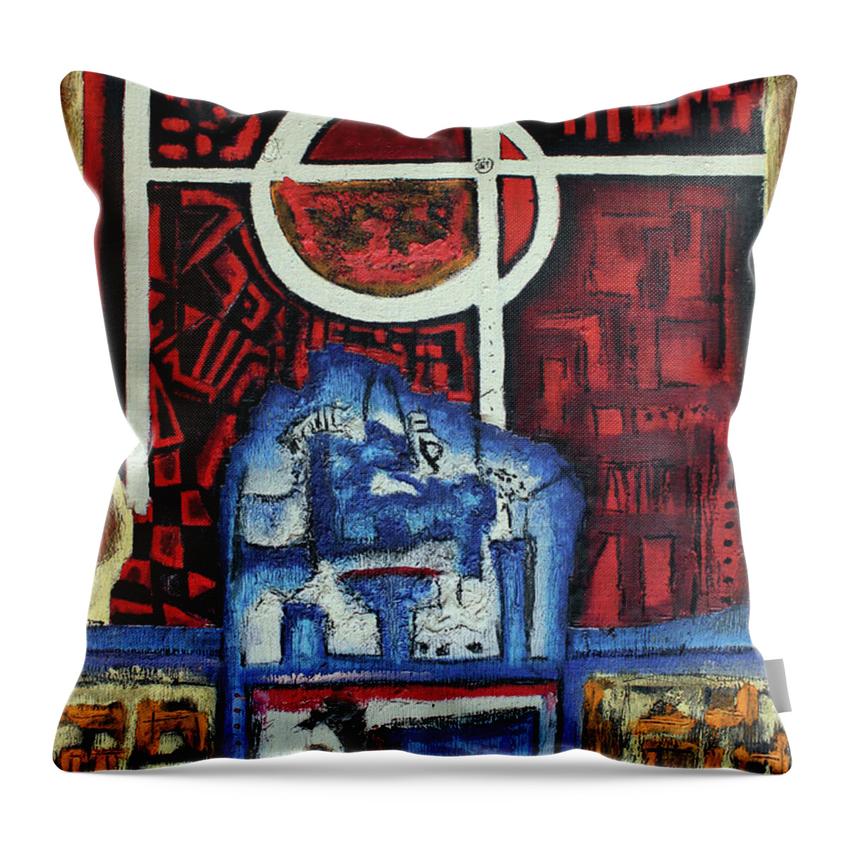 African Art Throw Pillow featuring the painting The Target Is I by Michael Nene