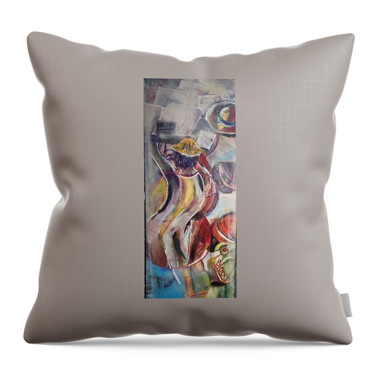 Demonstration Throw Pillow featuring the painting The Time is Now by Peggy Blood
