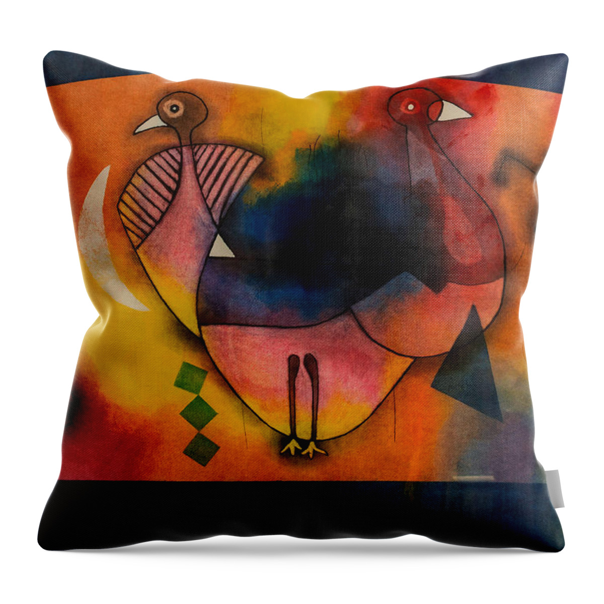 African Art. African Throw Pillow featuring the painting The Two Of Us by Winston Saoli 1950-1995