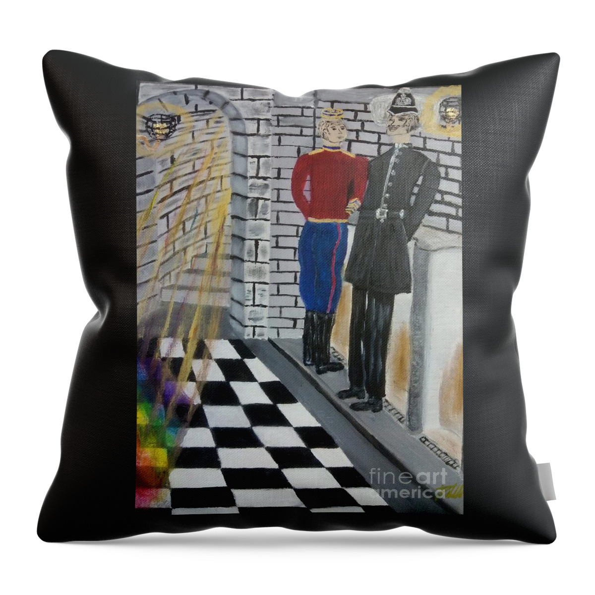 Gay Throw Pillow featuring the painting The Victorian Gay Scene by David Westwood