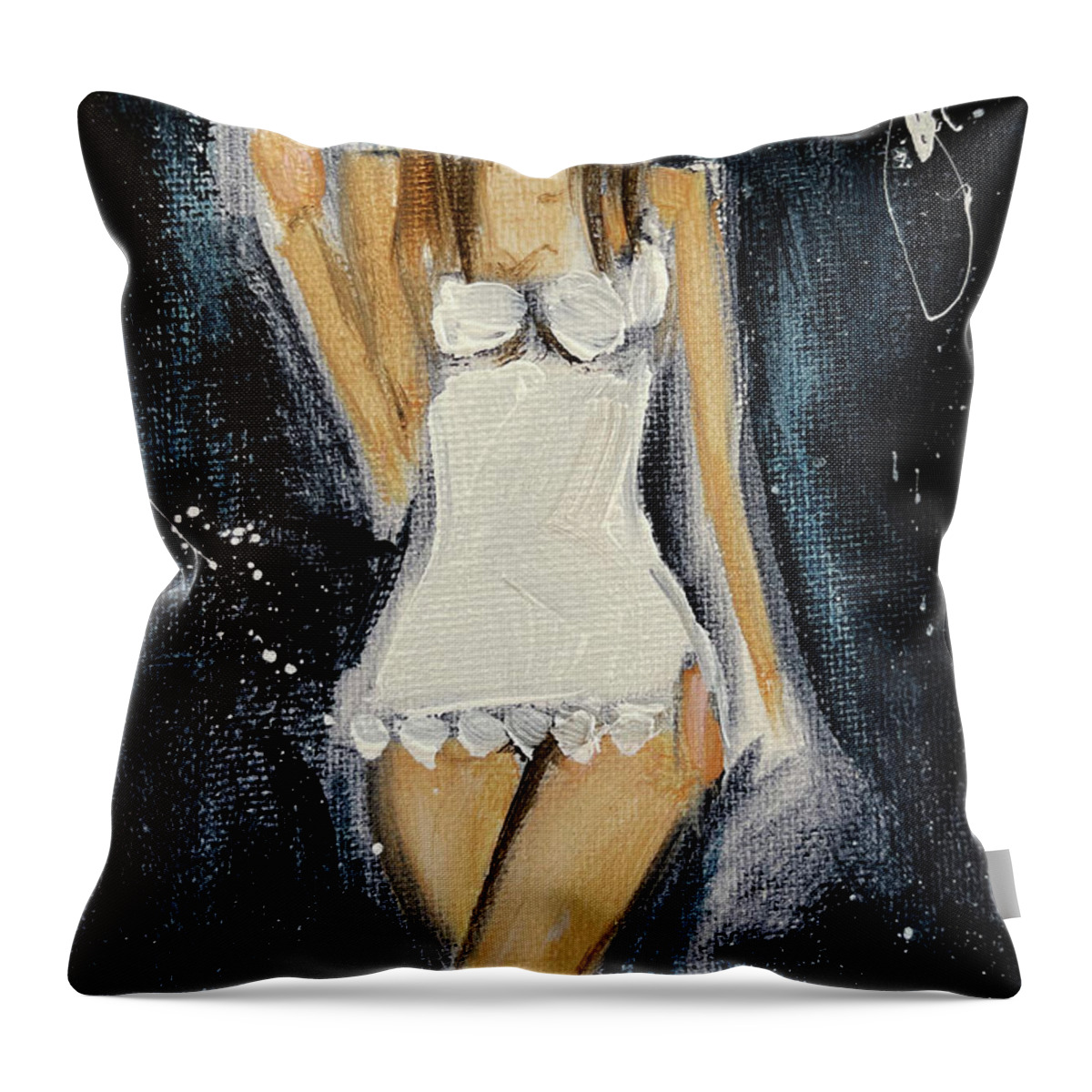 Chemise Throw Pillow featuring the painting The White Chemise by Roxy Rich