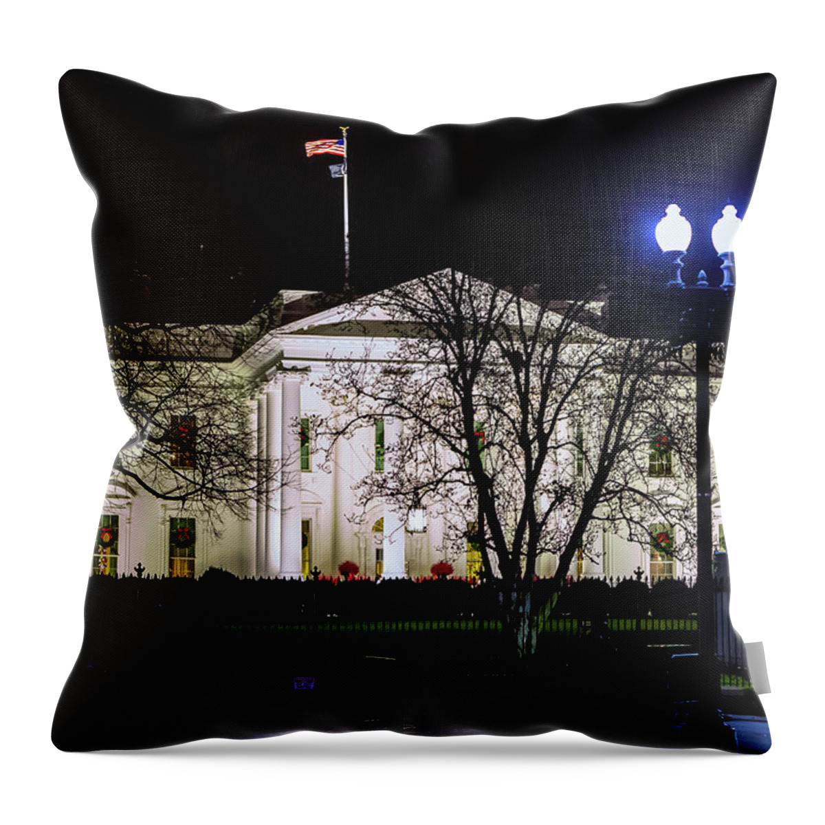The White House Throw Pillow featuring the digital art The White House by SnapHappy Photos