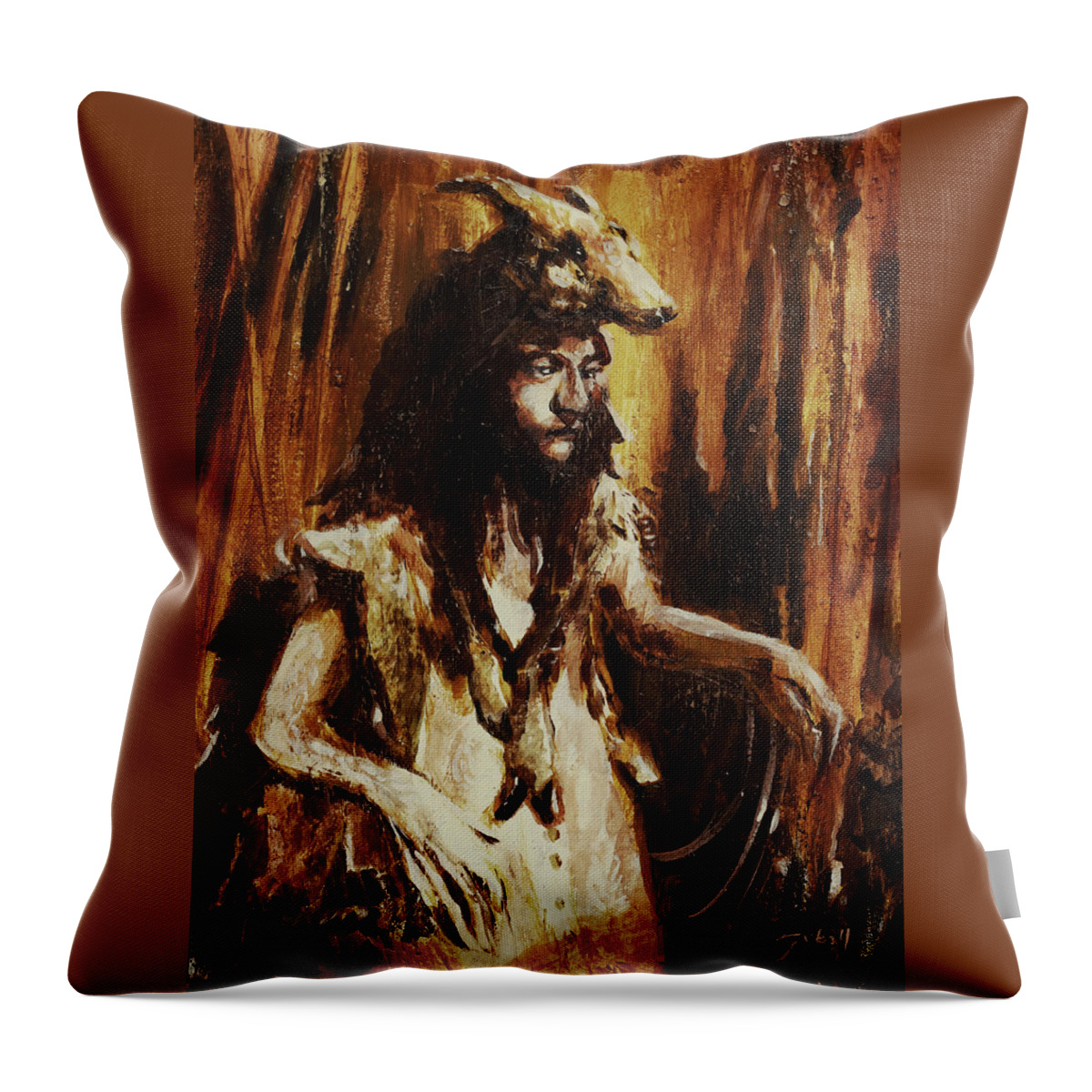 Girl Throw Pillow featuring the painting The Young Witch by Sv Bell