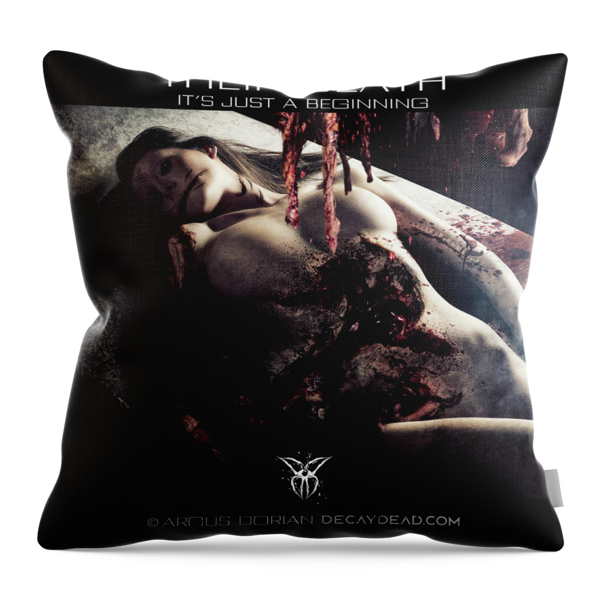 Dark Art Throw Pillow featuring the digital art Their death its just a beginning by Argus Dorian