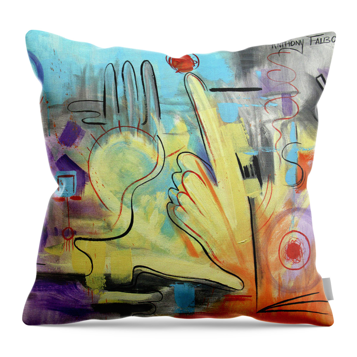 Abstract Throw Pillow featuring the painting They Stand Together Isaiah 48-13 by Anthony Falbo