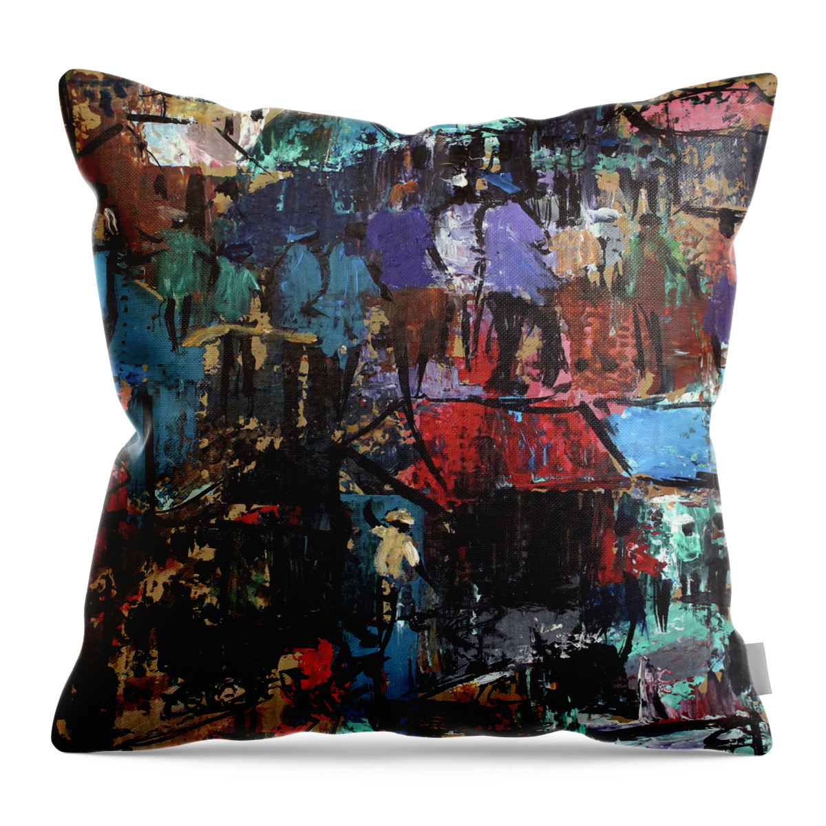 Throw Pillow featuring the painting This Is Us by Joe Maseko