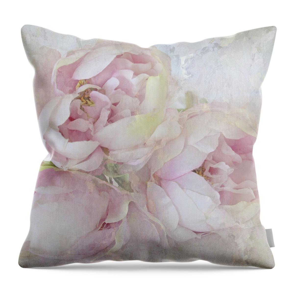 Flower Throw Pillow featuring the photograph Three Peonies by Karen Lynch