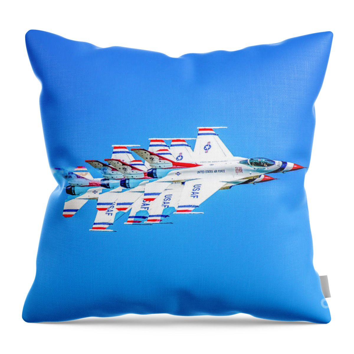 Thunderbirds Throw Pillow featuring the photograph Thunderbirds Echelon Formation by Jeff at JSJ Photography