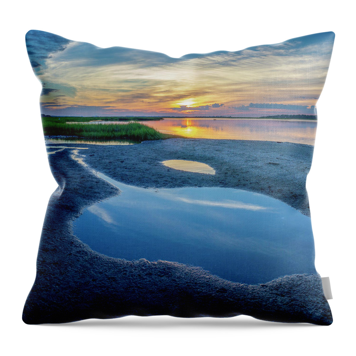 Tide Pool Throw Pillow featuring the photograph Tide Pool at Murrel's Inlet by Lon Dittrick