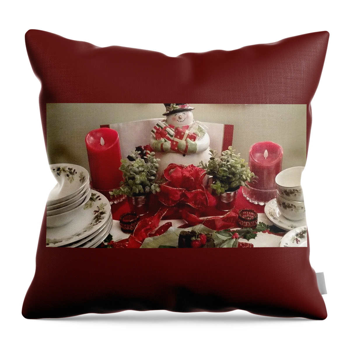Christmas Throw Pillow featuring the photograph Time to Unpack Christmas Dishes by Nancy Ayanna Wyatt
