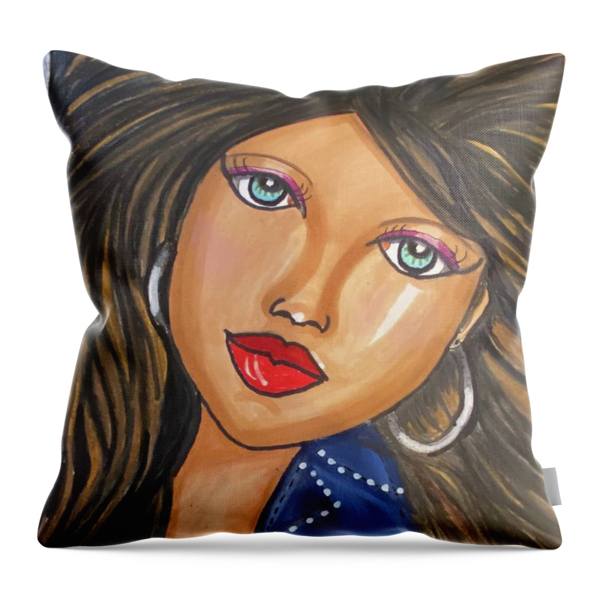 Whimsical Illustrations Throw Pillow featuring the mixed media Tiziana by Lorie Fossa