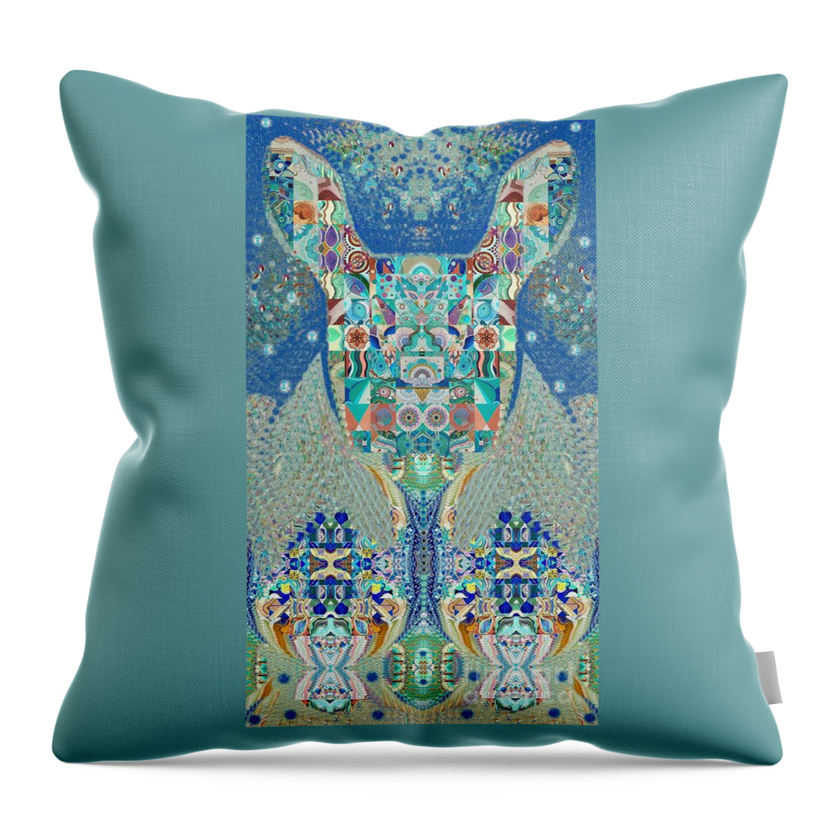 Tjod Wild Hare 2 Full Portrait By Helena Tiainen Throw Pillow featuring the painting TJOD Wild Hare 2 Full Portrait by Helena Tiainen
