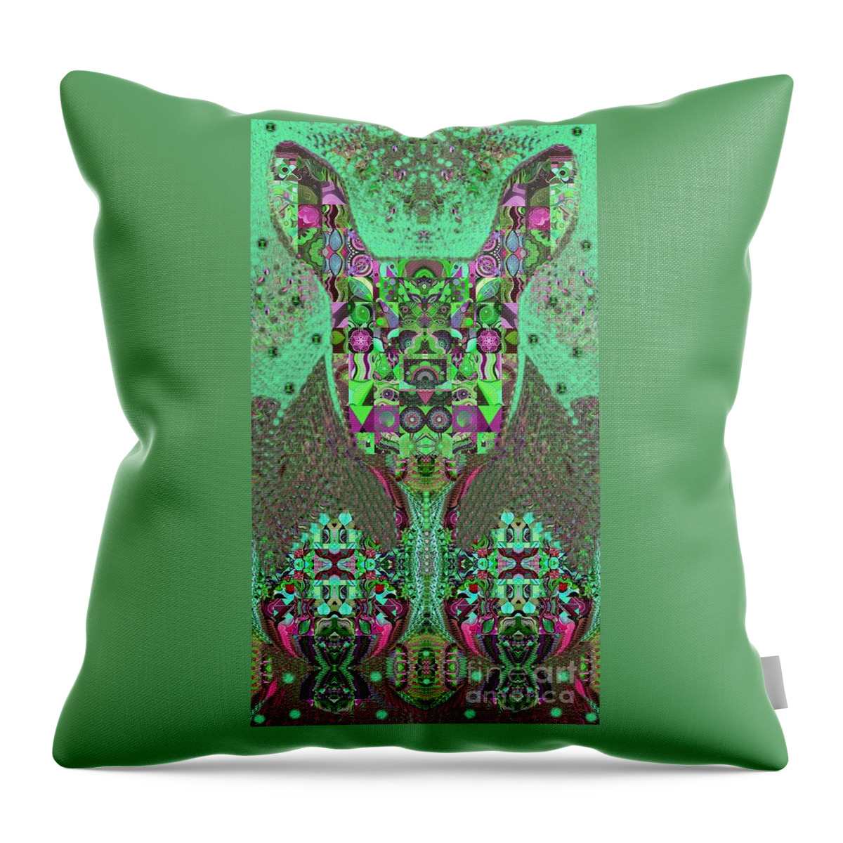 Tjod Wild Hare 3 Full Portrait By Helena Tiainen Throw Pillow featuring the painting TJOD Wild Hare 3 Full Portrait by Helena Tiainen